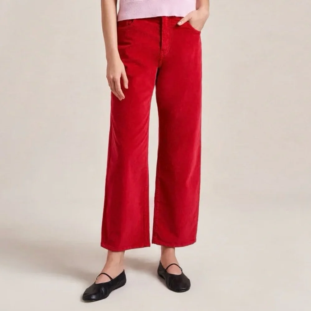 Banana Republic Bright Red High Rise Button Fly Straight Leg Corduroy Pants - Picture 2 of 12